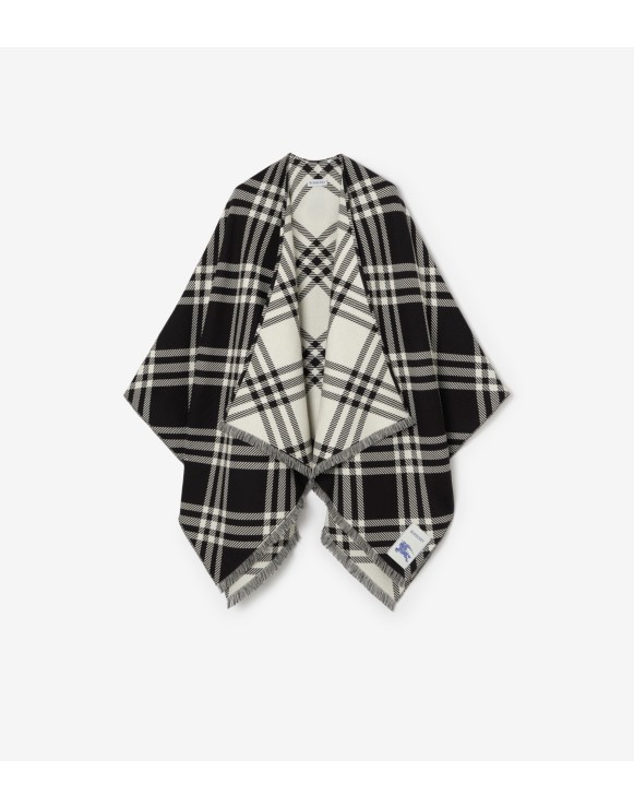 Cape en laine, soie et cachemire Check