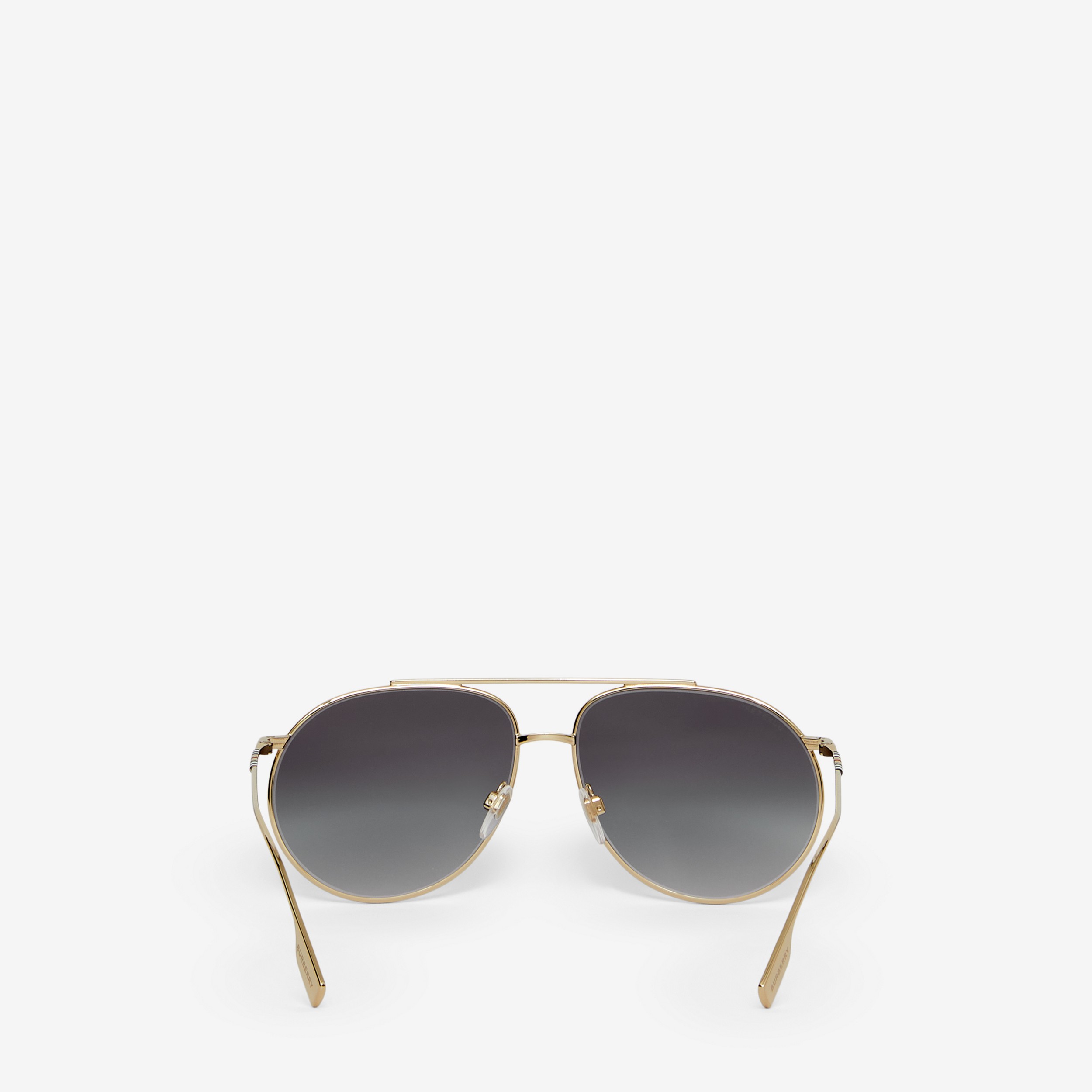 Oversize-Fliegersonnenbrille mit Streifendetail (Helles Goldfarben/schwarz) - Damen | Burberry® - 3