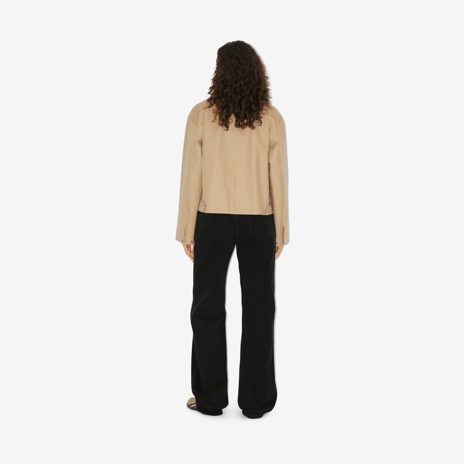 체크 패널 코튼 재킷 (허니/아카이브 베이지) - 여성 | Burberry®