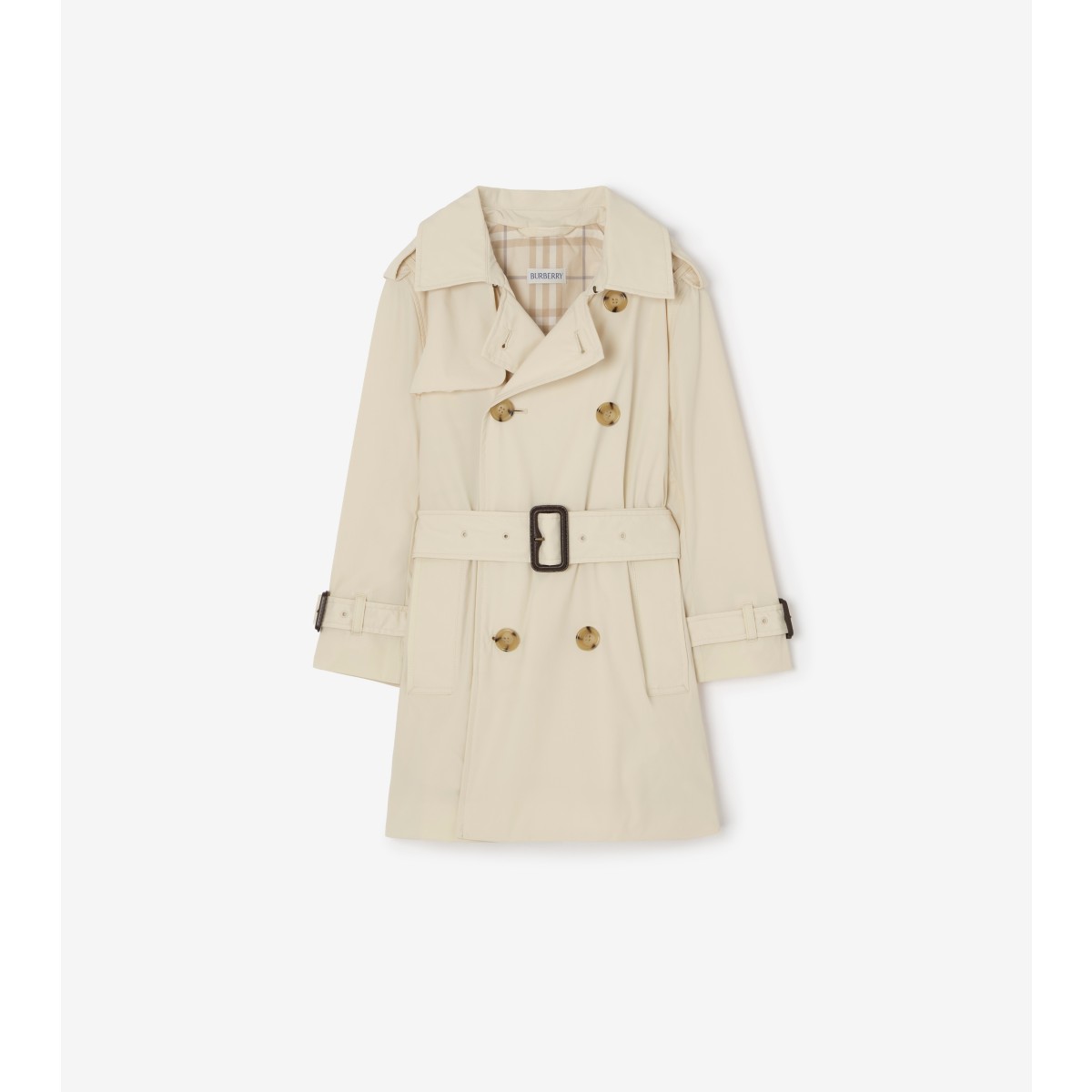  Check Stretch Nylon Trench Coat