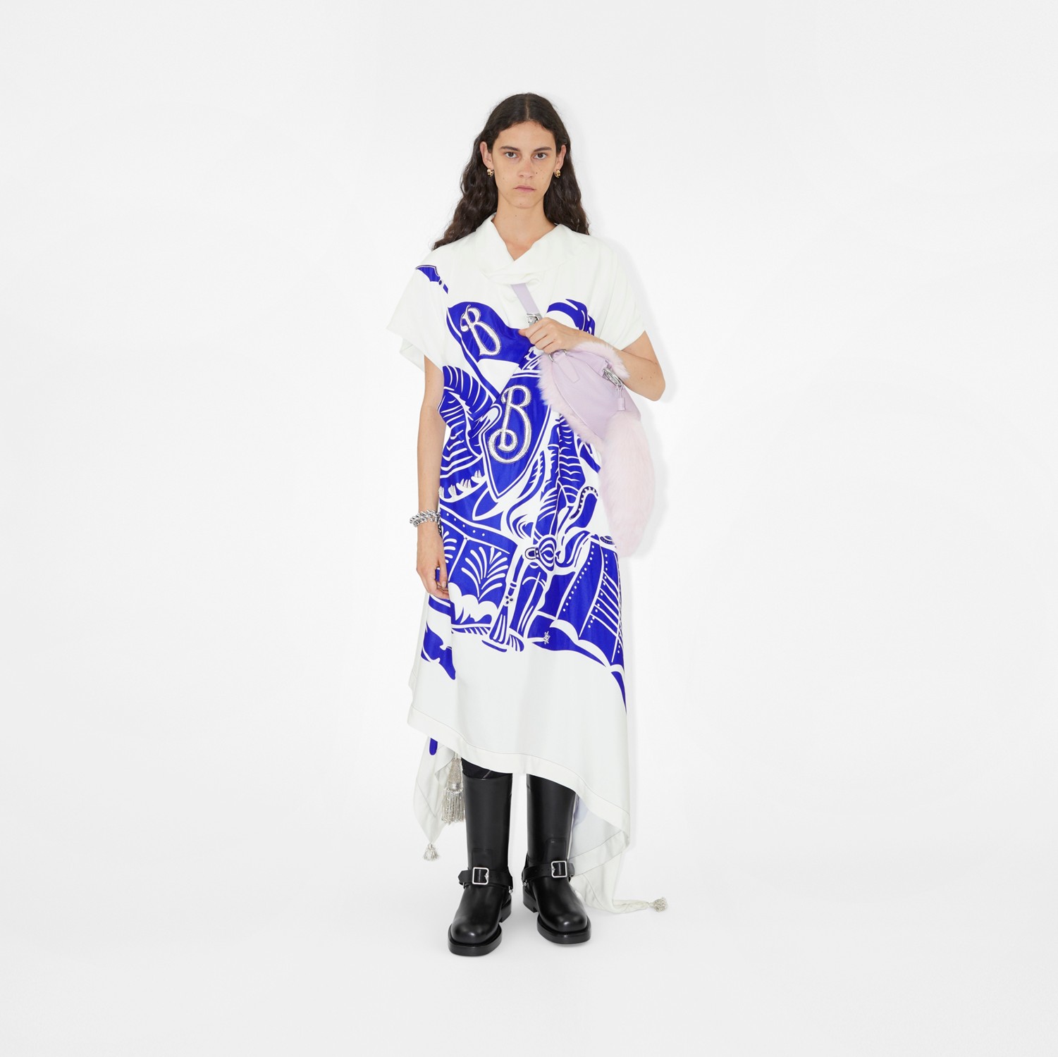 Viskosekleid in Flaggenoptik mit EKD-Print (Weiß) - Damen | Burberry®