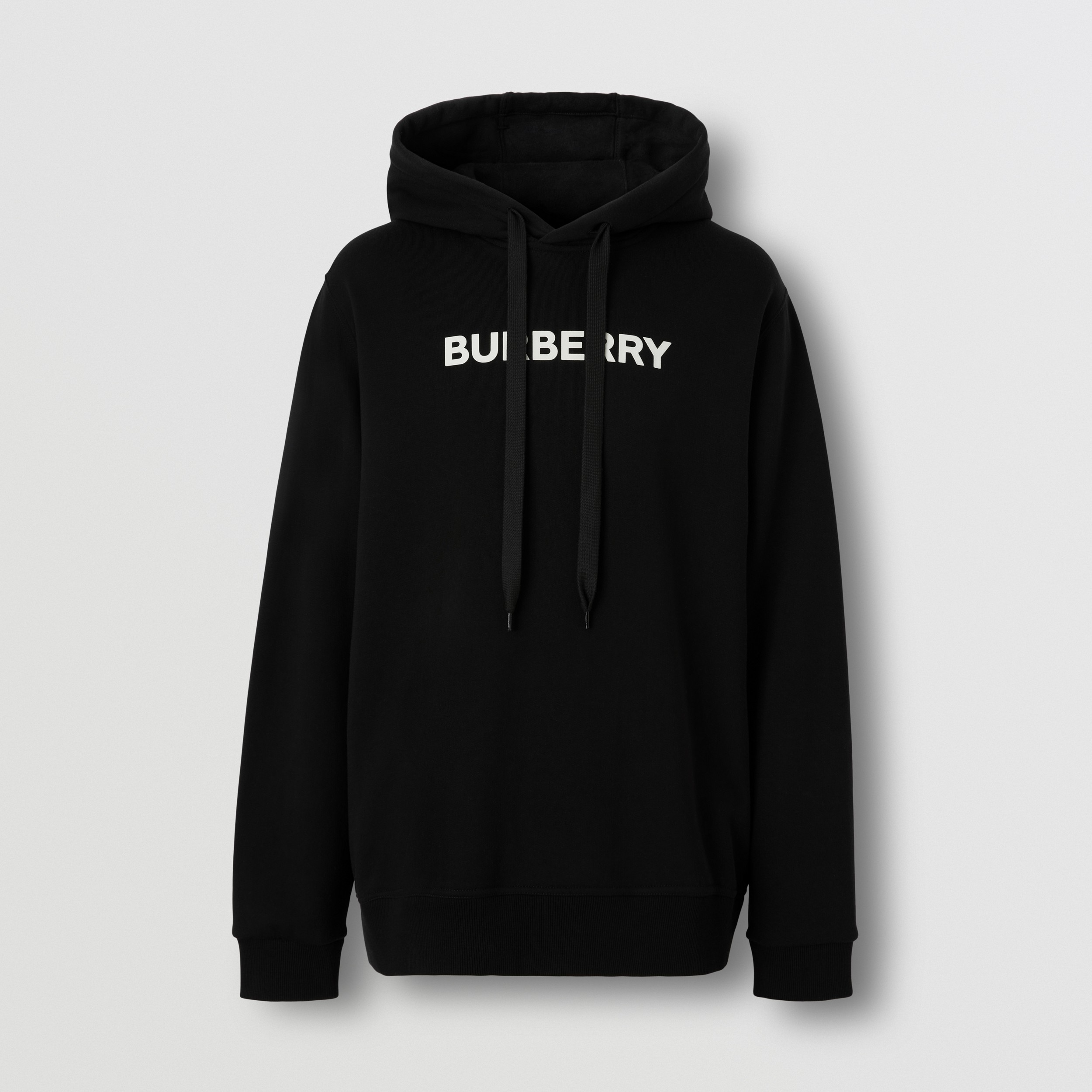 Logo Print Cotton Hoodie in Black | Burberry® Official - 4