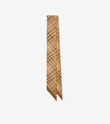Skinny Contrast Check Silk Scarf