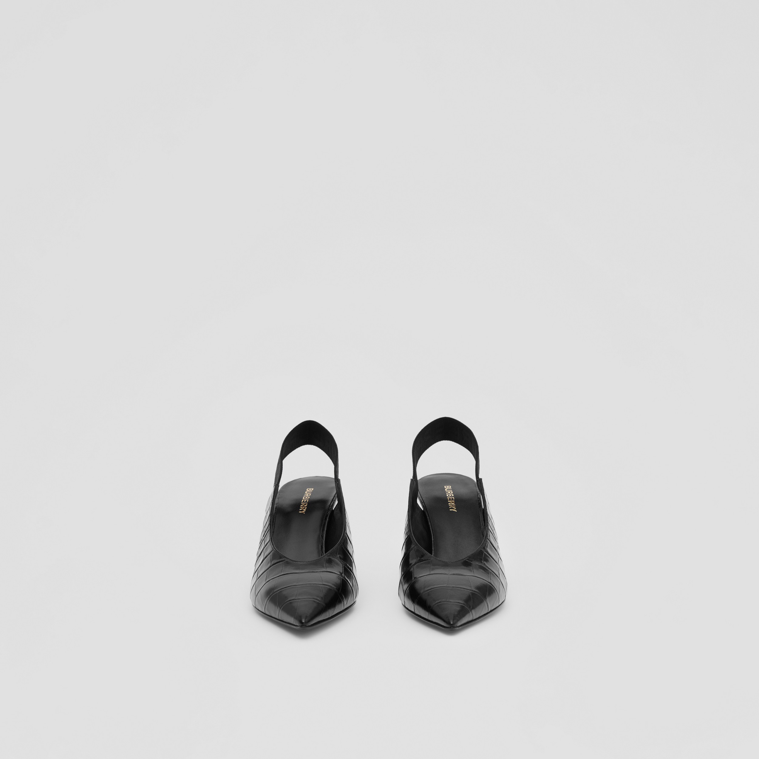 Embossed Leather Slingback Pumps in Black - Women | Burberry® Official - 4