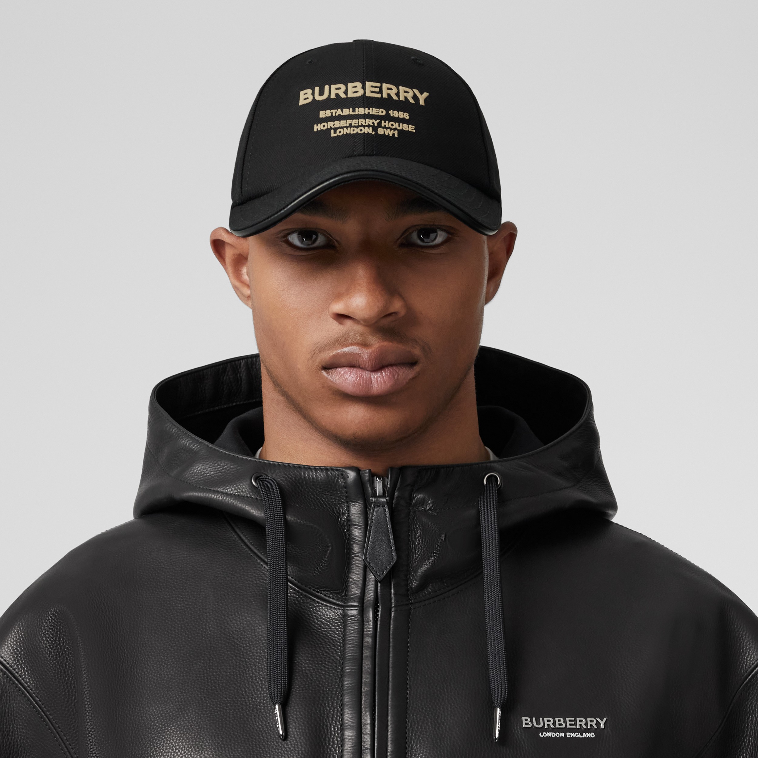Horseferry Motif Cotton Twill Baseball Cap in Black/beige | Burberry® Official - 3