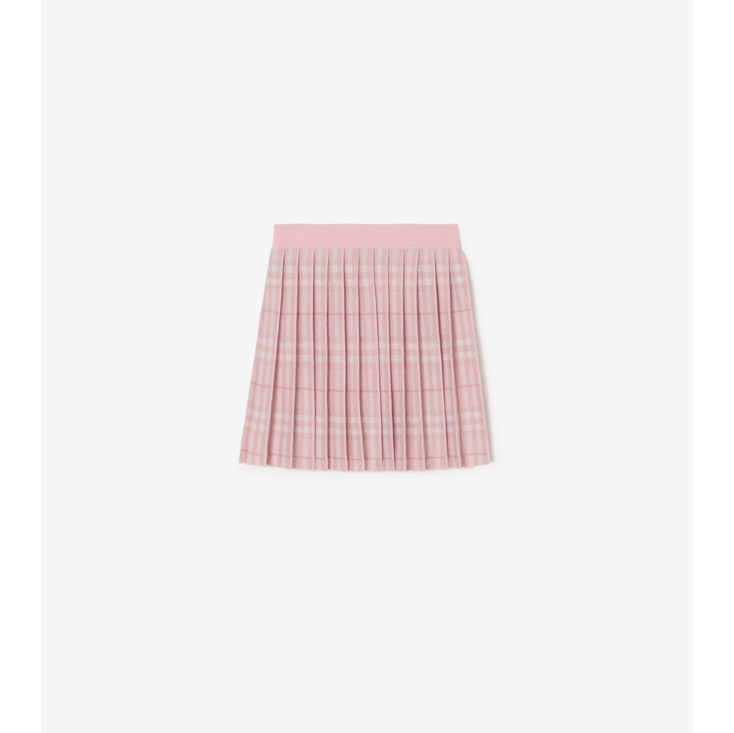 Pleated Check Wool Blend Skirt