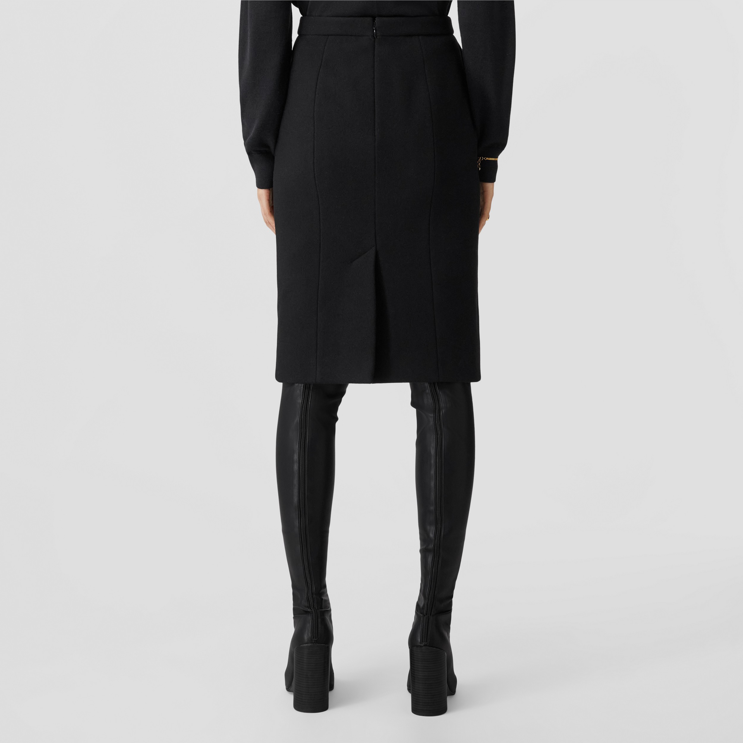 Technical Wool Felt Pencil Skirt in Black - Women | Burberry® Official - 3