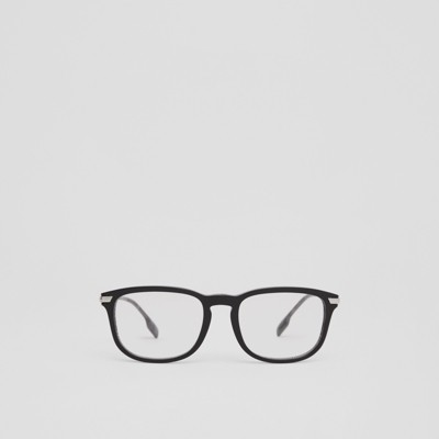 Check Detail Rectangular Optical Frames in Black Men Burberry Official