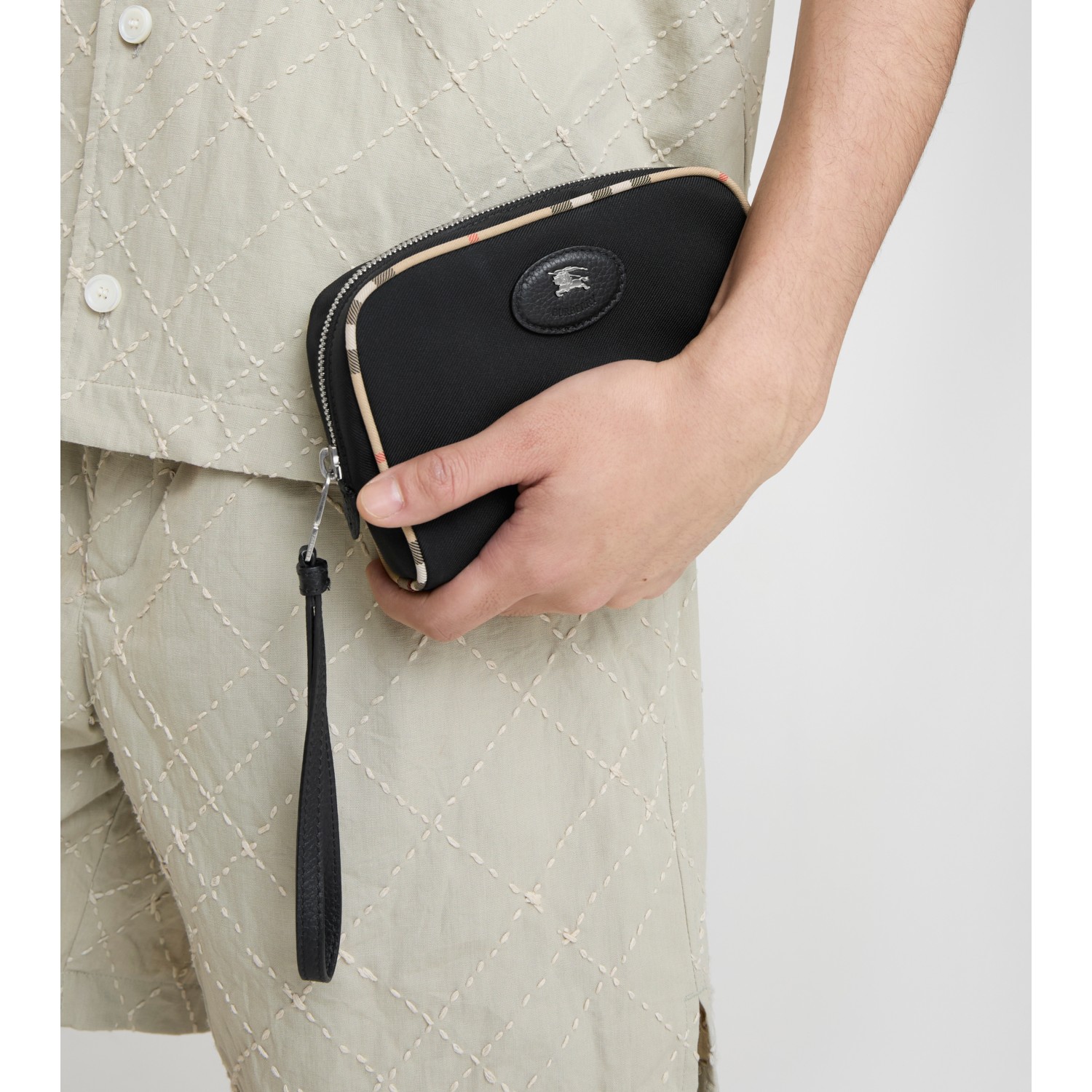 Small Check Trim Travel Pouch - thumbnail 3