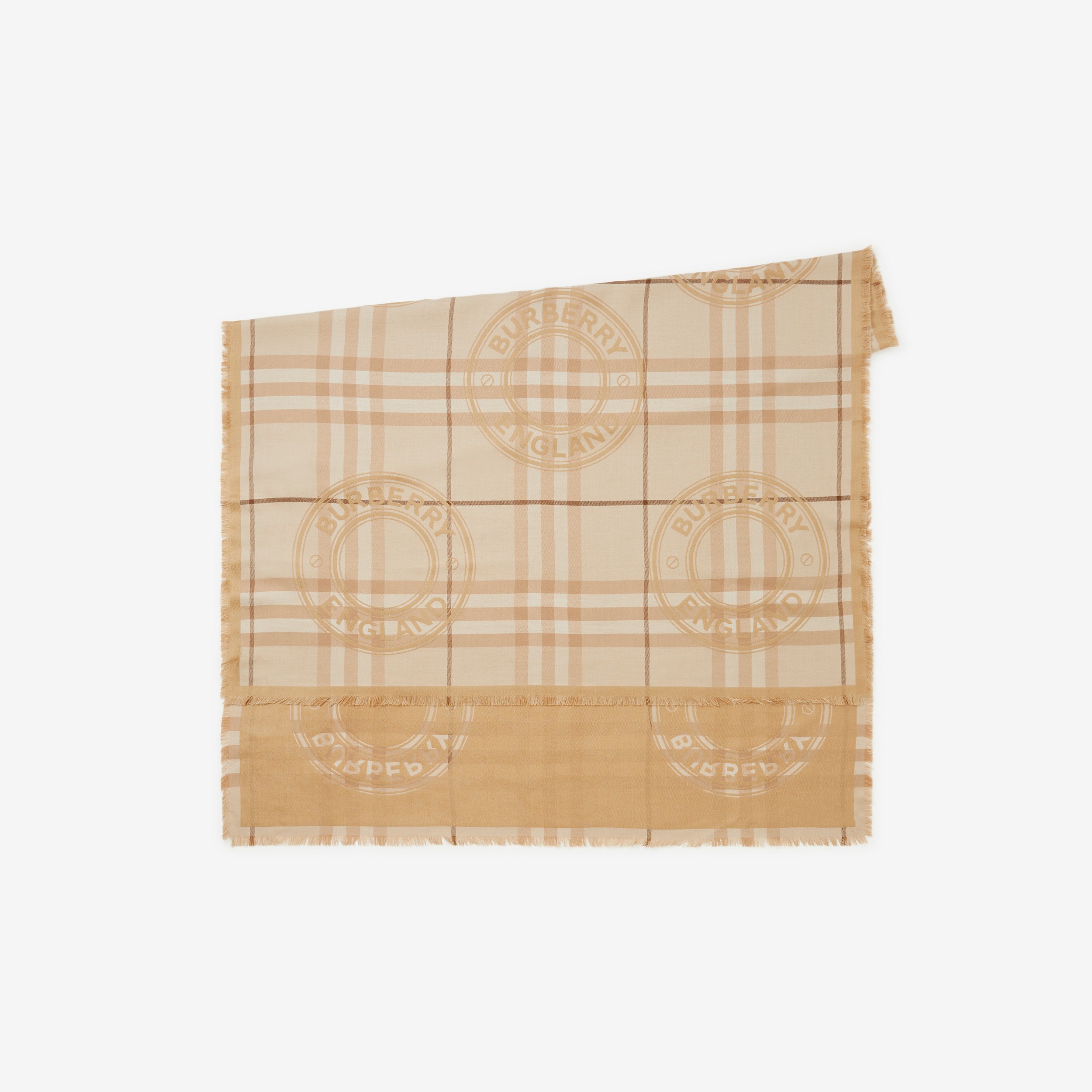 蒙太奇印花丝质羊绒混纺围巾 (柔黄褐色) | Burberry® 博柏利官网 - 2