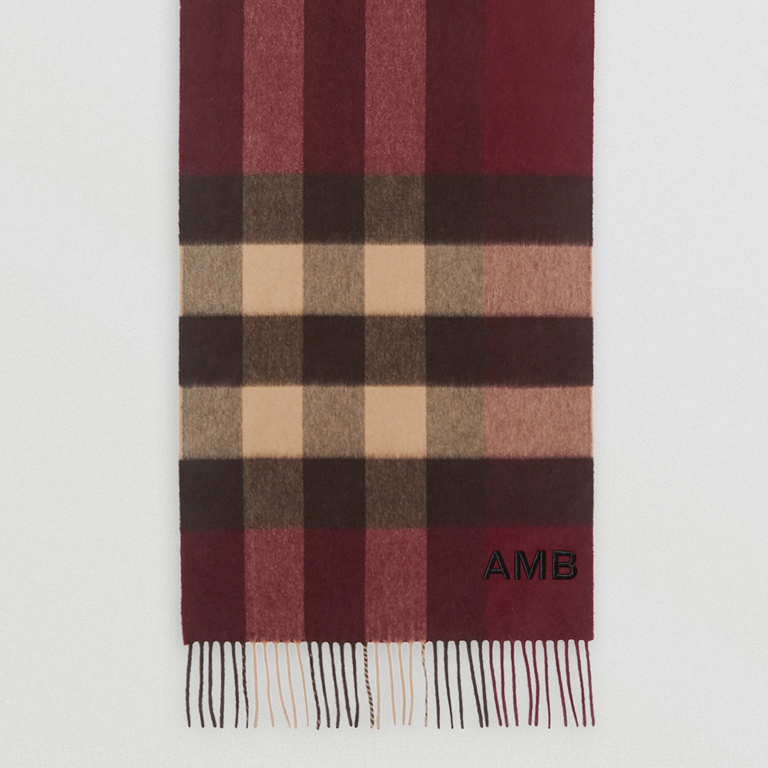 格纹羊绒围巾 (勃艮第酒红色) | Burberry® 博柏利官网 - 4