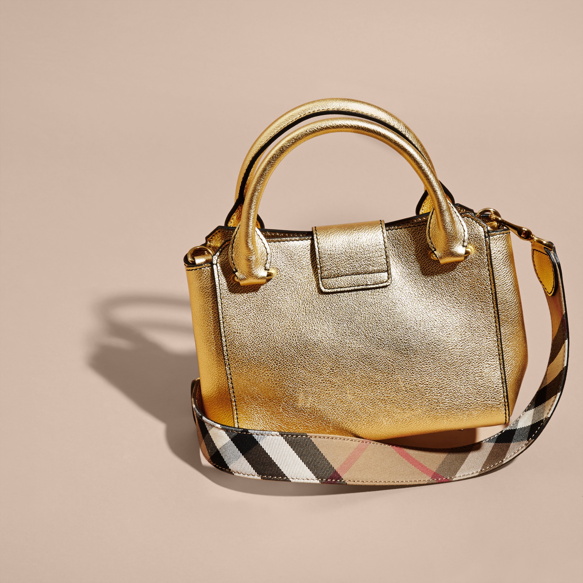 The Small Buckle Tote in Metallic Leather Burberry