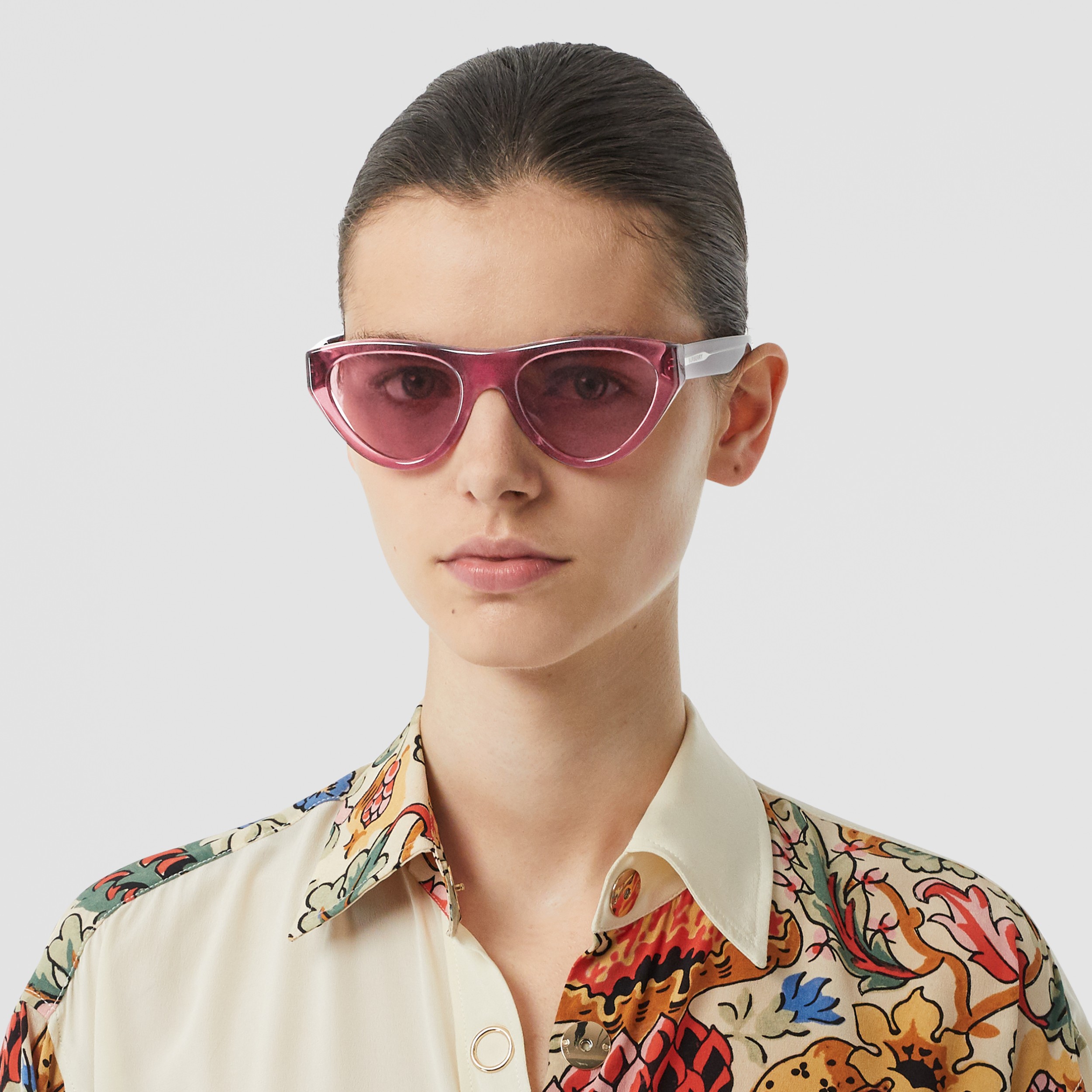 Triangular Frame Sunglasses in Cranberry - Women | Burberry United Kingdom