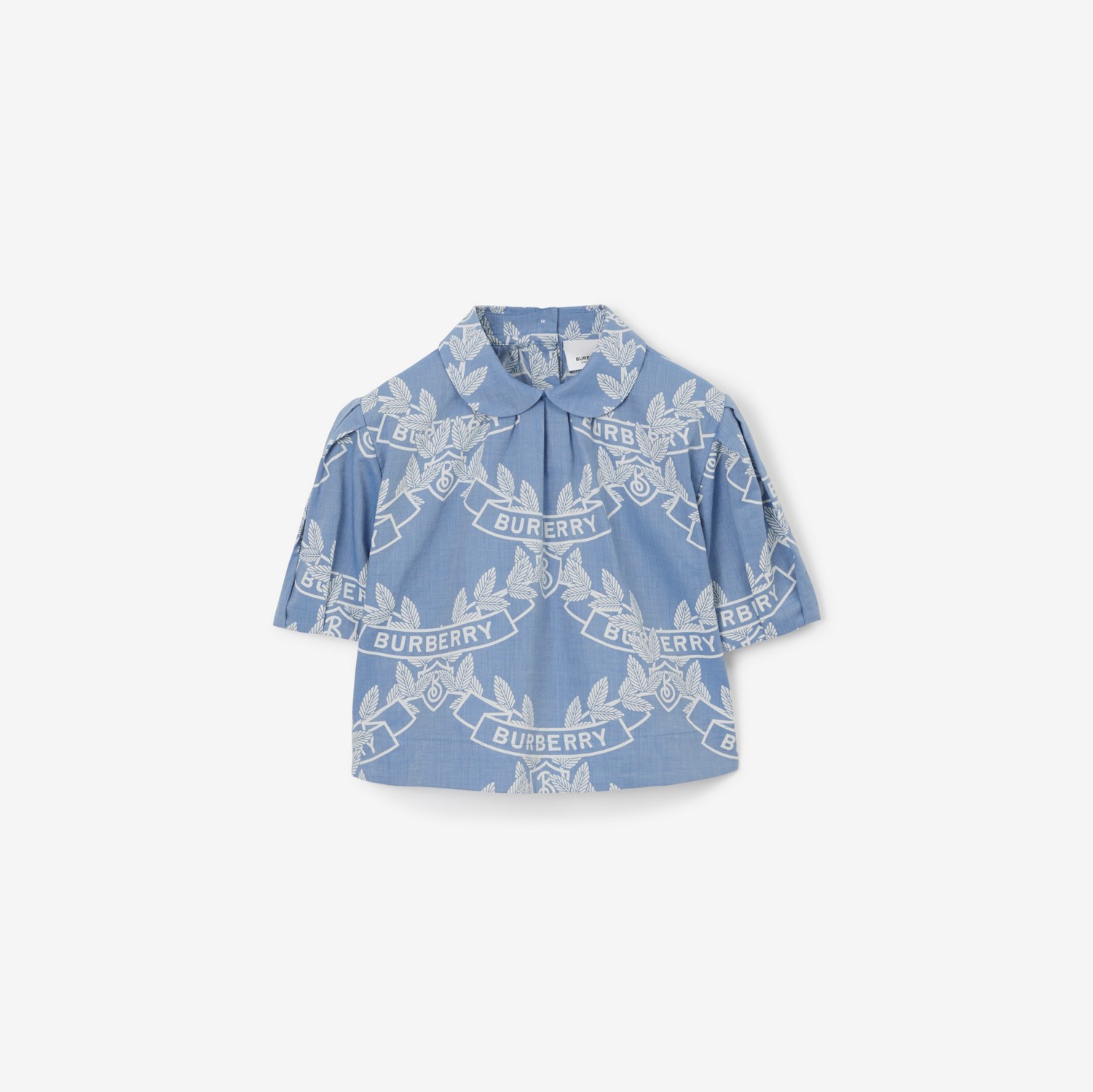 Blusa de cambraia de algodão com emblema de folha de carvalho (Azul Claro) | Burberry® oficial