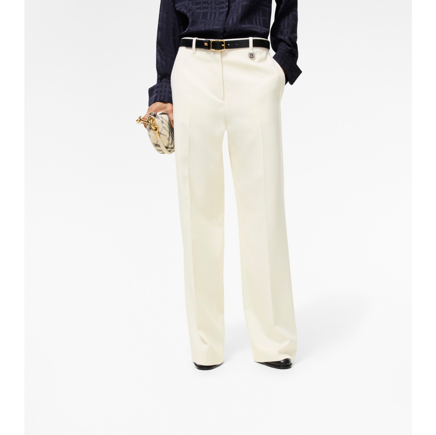 Pantaloni sartoriali in lana gessata