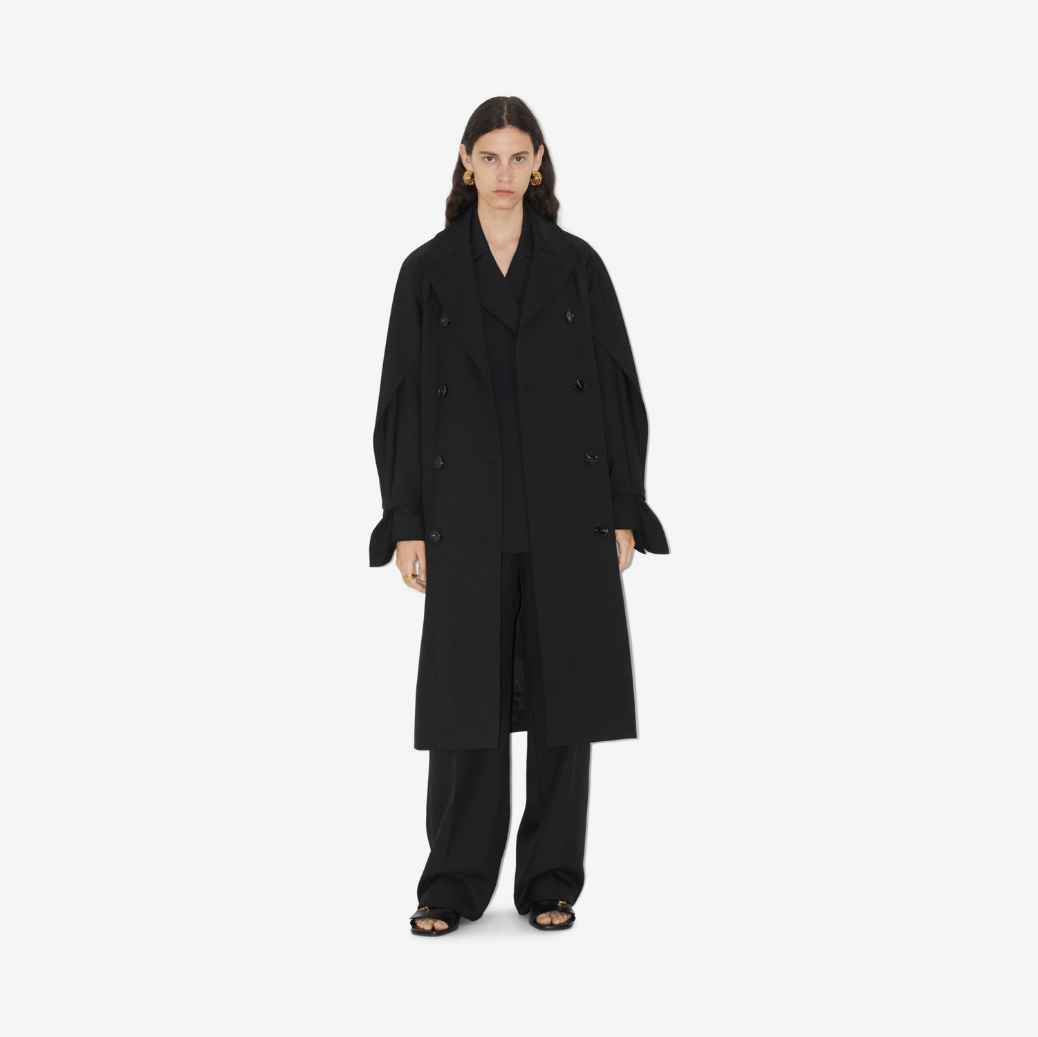 Trench coat em lã (Preto) - Mulheres | Burberry® oficial