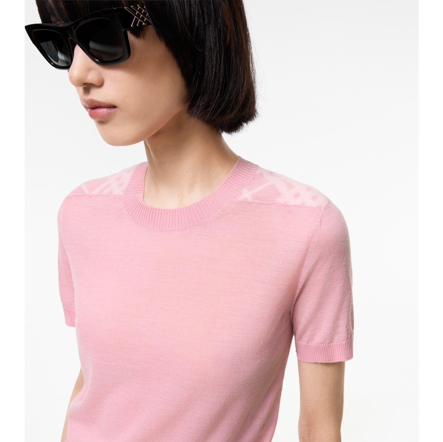 Check Panel Wool Silk Top in Begonia pink - Women | Burberry® Official