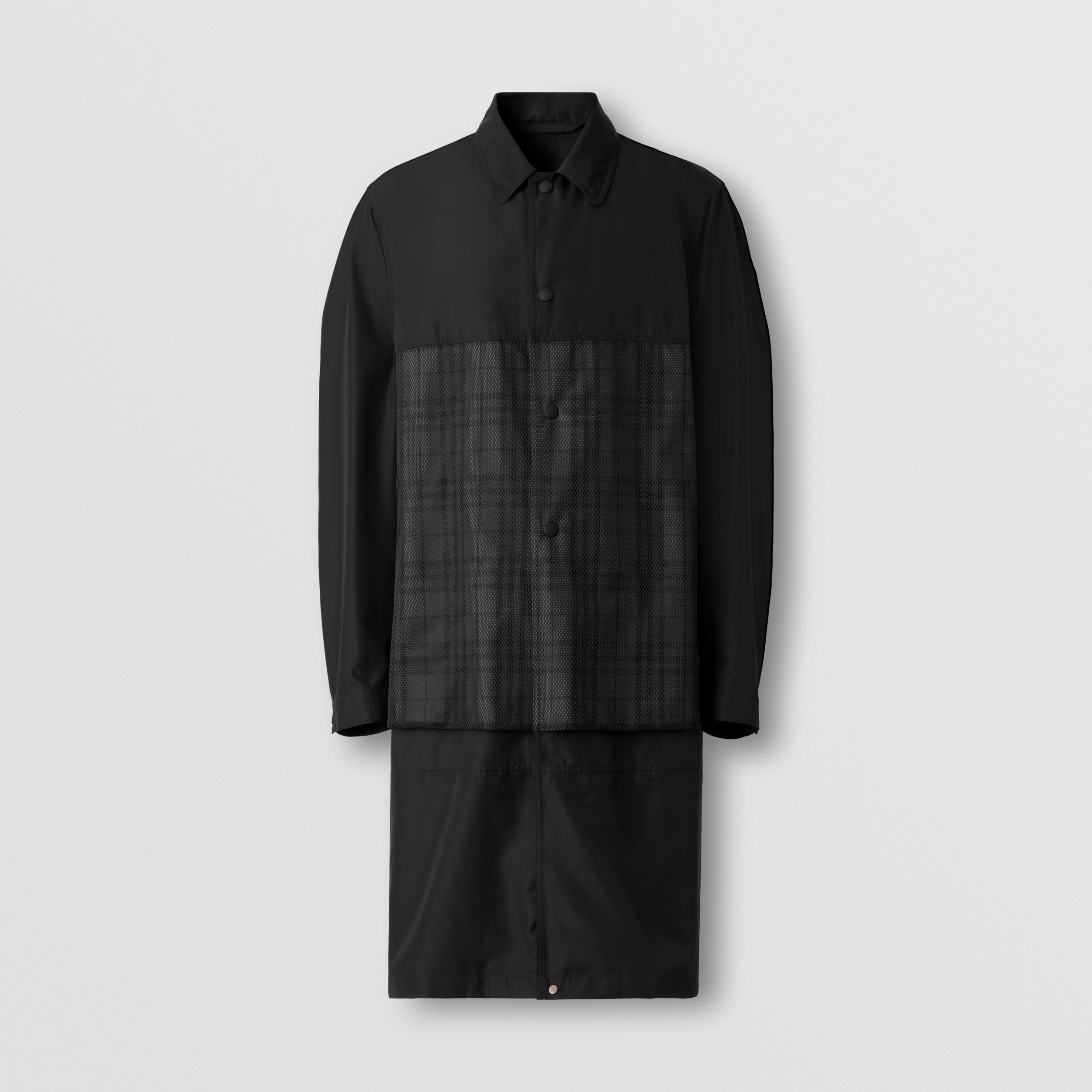 Reflective Check Panel Technical Car Coat in Black - Men | Burberry® Official - 4
