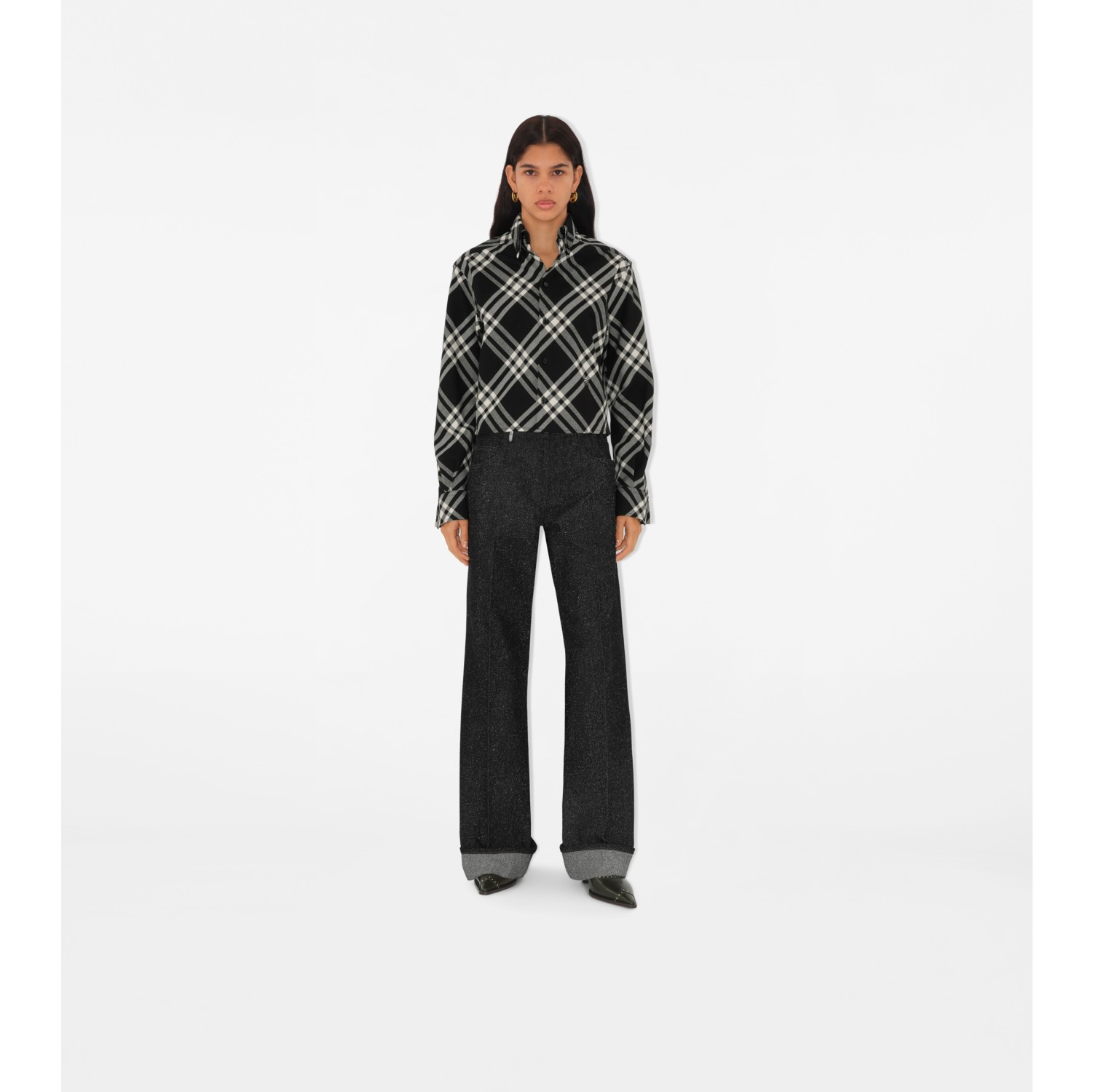 Camicia cropped in cotone