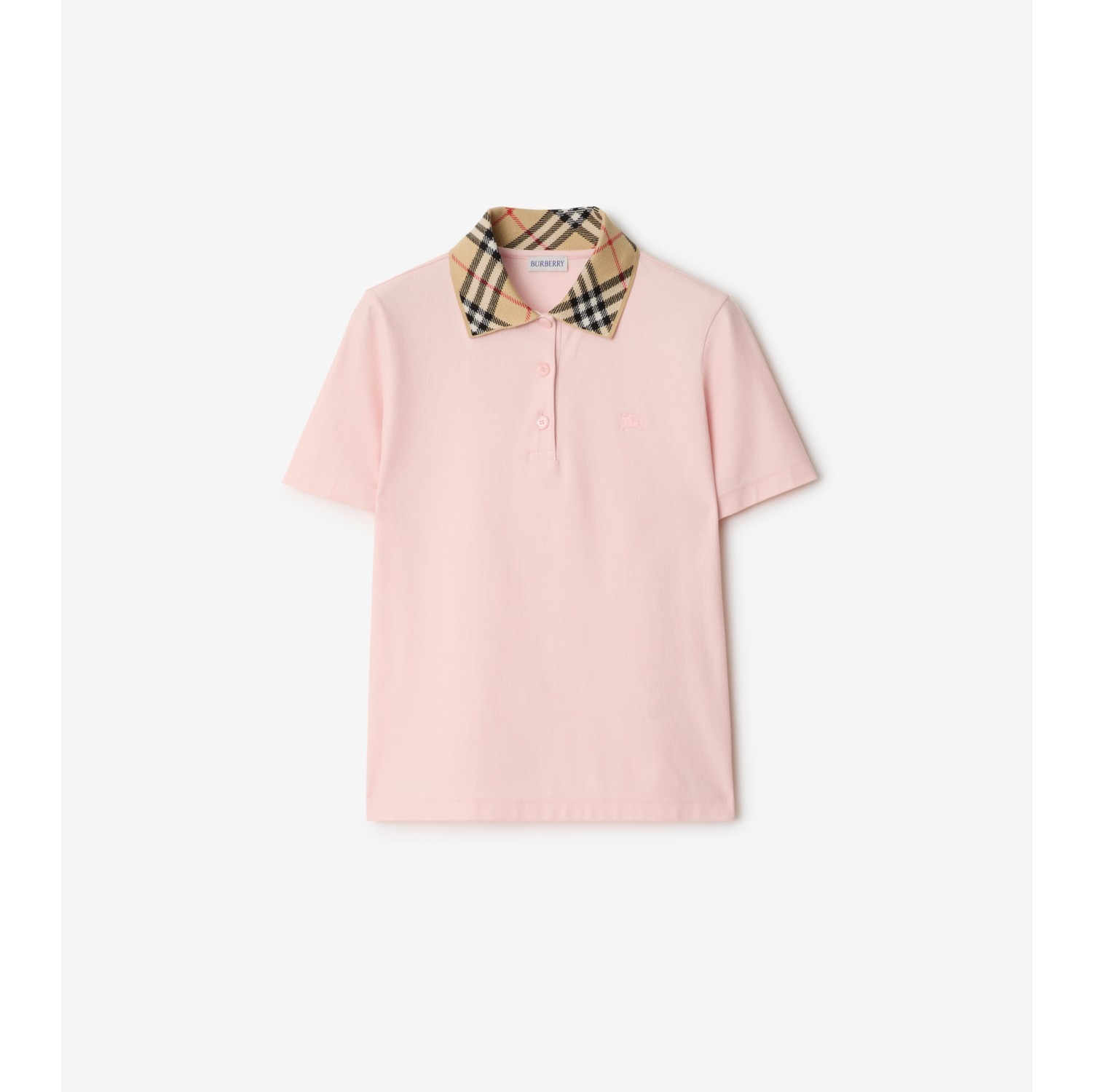 Check Collar Cotton Polo Shirt
