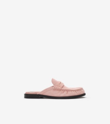 Leather Cadet Mules in Peony pink - Women | Burberry® Official