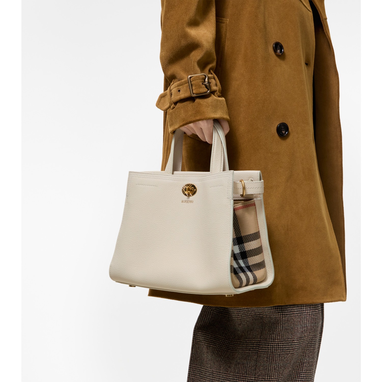 Mini Cotswolds Check Tote in Soap beige - Women, Leather