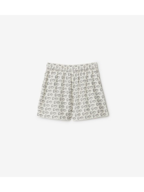 Shop Burberry B Silk Shorts In Silver/white