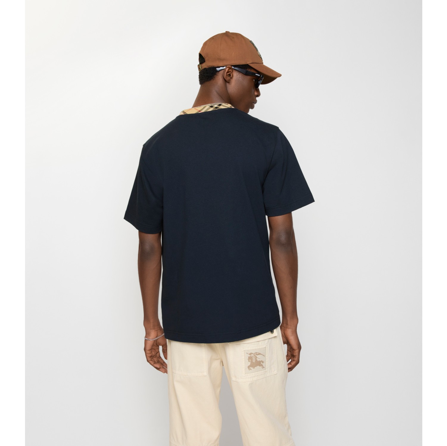 Check Trim Cotton T-shirt