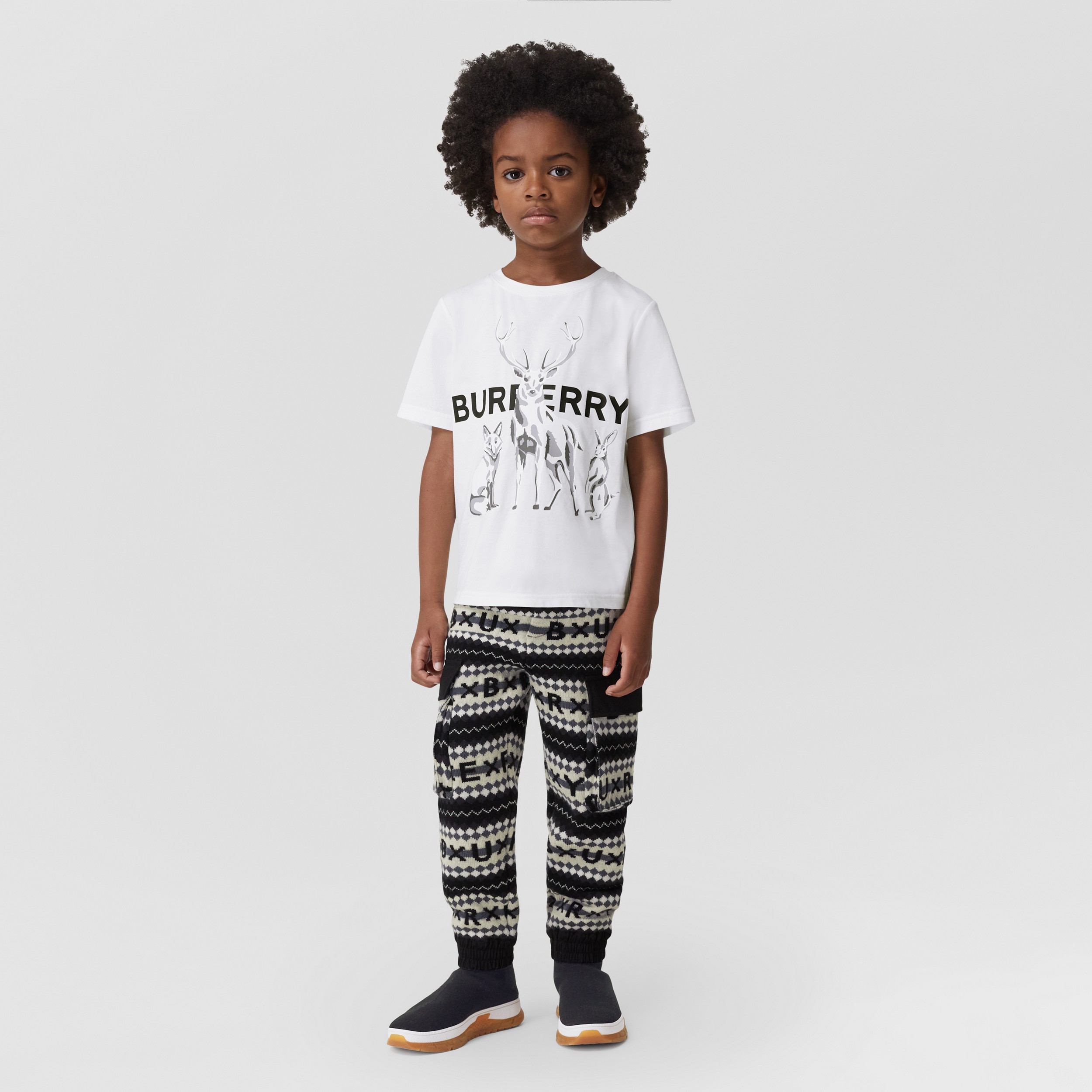 Animal Kingdom Print Cotton T-shirt in White - Children | Burberry® Official - 3