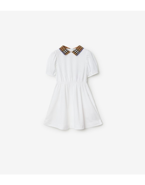 Check Collar Cotton Polo Shirt Dress