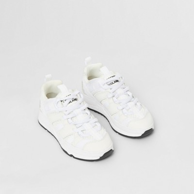 Mesh and Nubuck Union Sneakers in Optic 