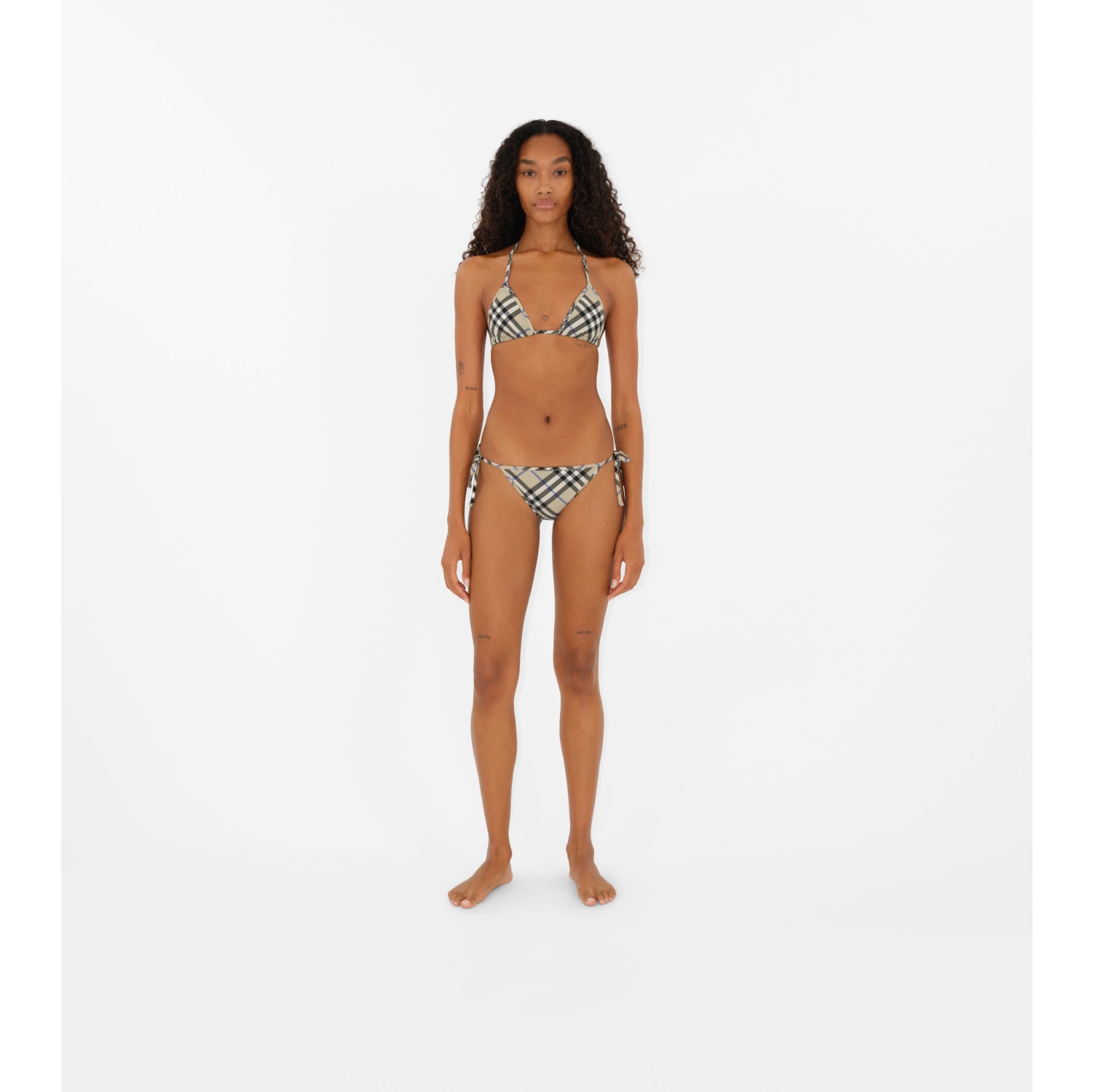 Check Bikini Top in Lichen Women Burberry Official