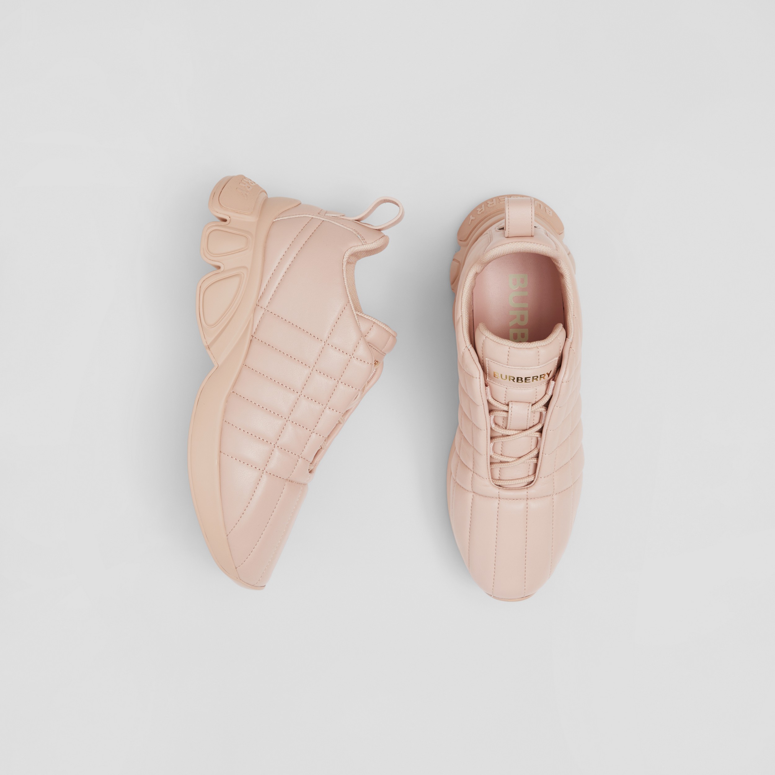 Quilted Leather Classic Sneakers in Dusky Pink - Women | Burberry® Official - 4