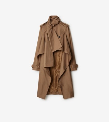 Long Gabardine Scarf Trench Coat in Warm cocoa - Women, Cotton | Burberry® Official