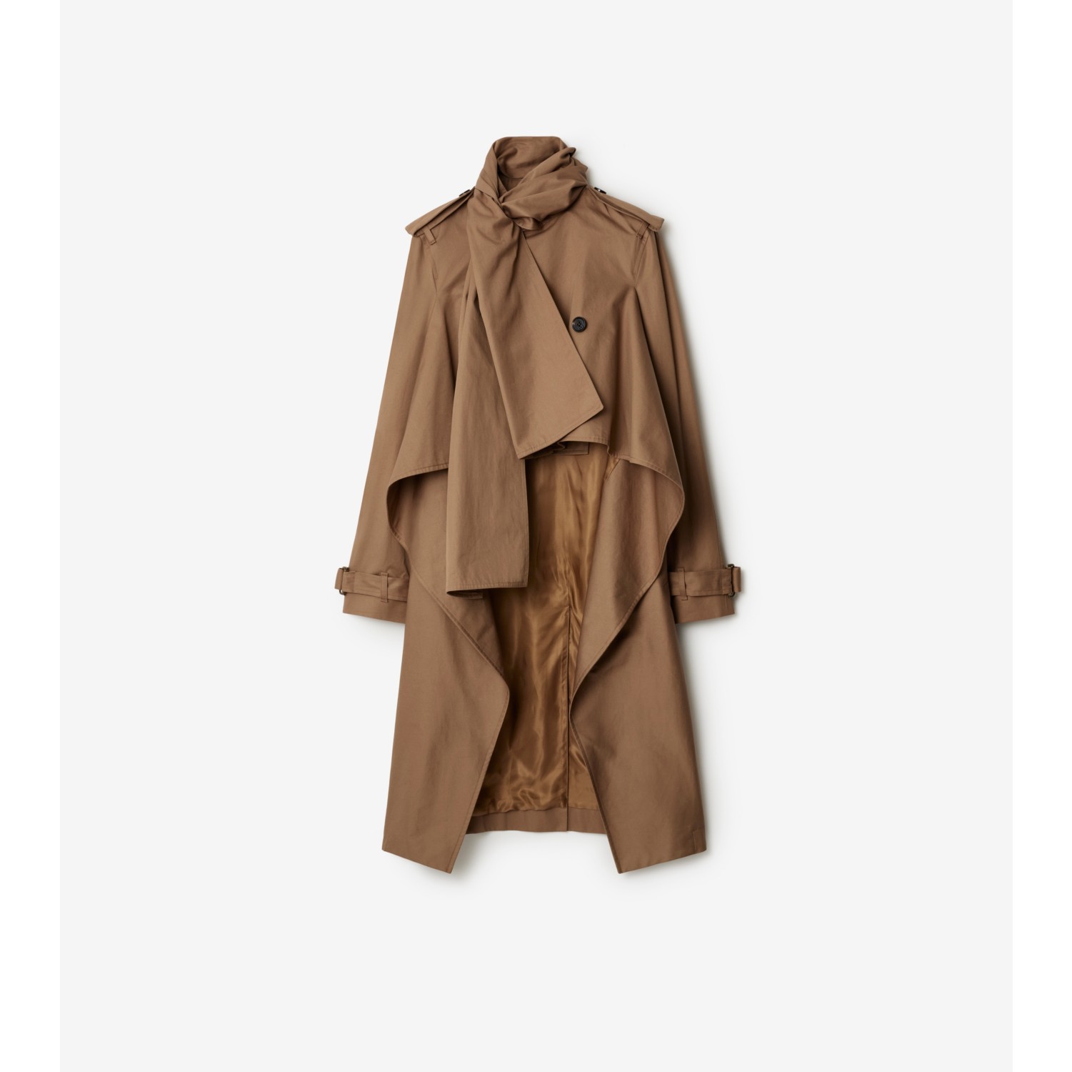 Long Gabardine Scarf Trench Coat