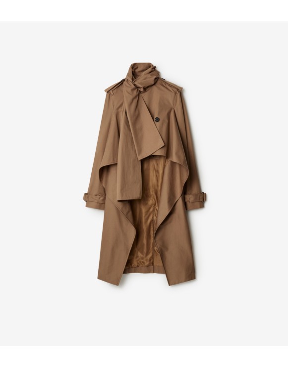 Long Gabardine Scarf Trench Coat