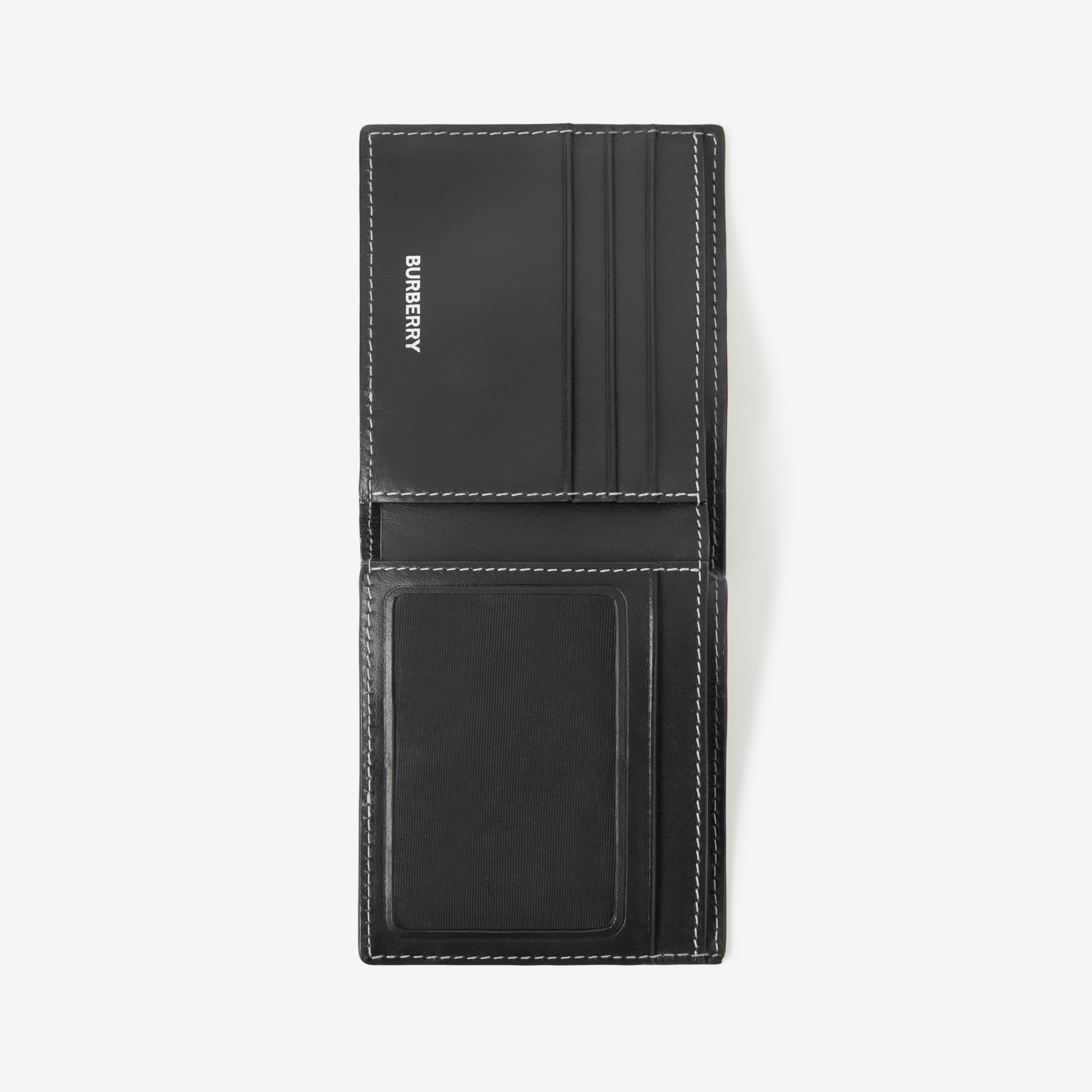 Check and Leather Bifold ID Wallet in Dark Birch Brown - Men | Burberry® Official - 4