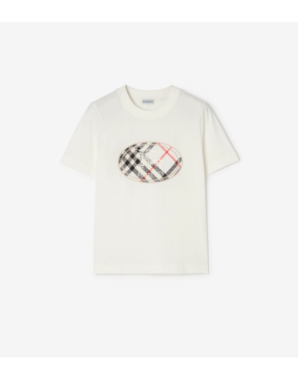 Check Knight Stamp Cotton T-shirt