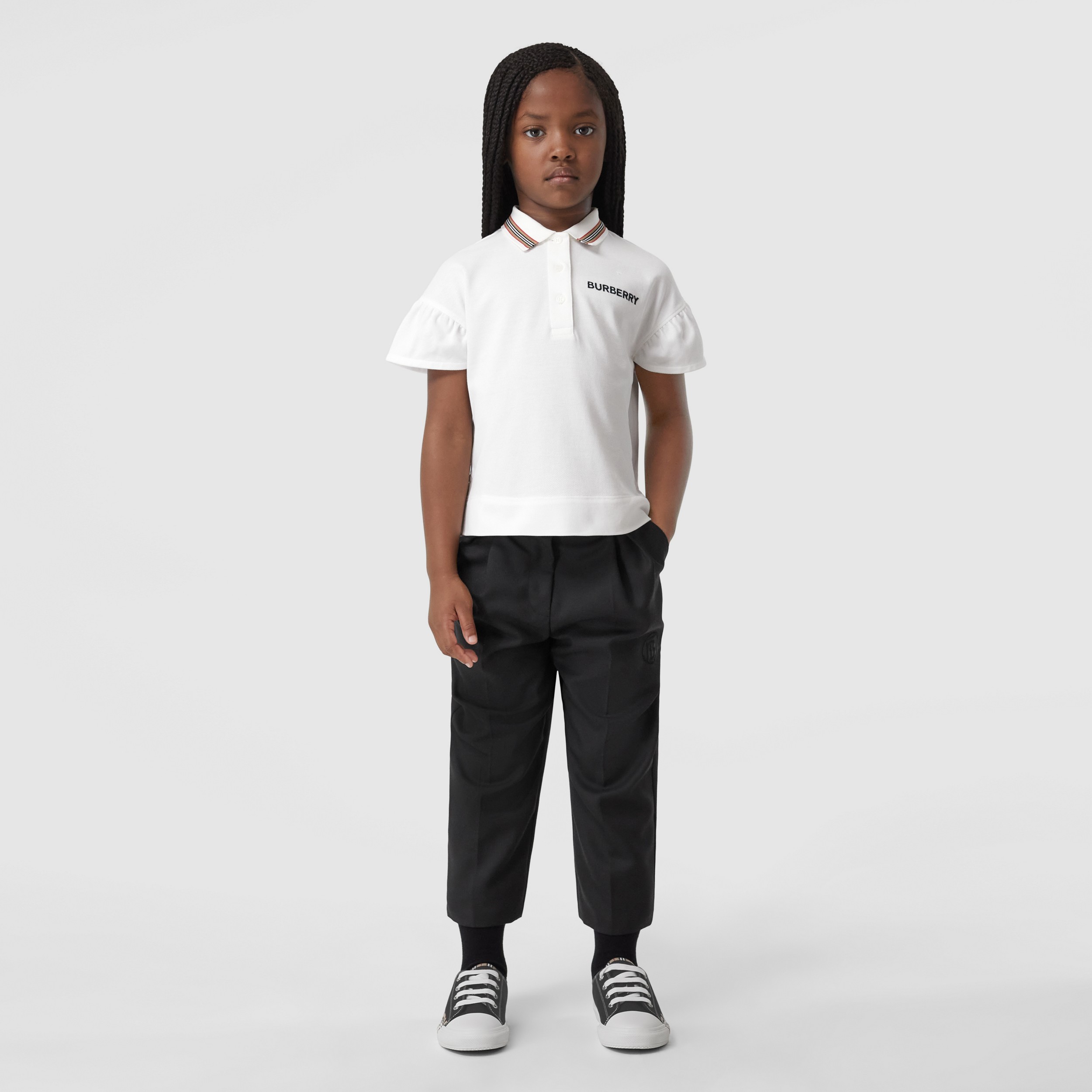 Icon Stripe Detail Cotton Piqué Polo Shirt in White | Burberry® Official - 3