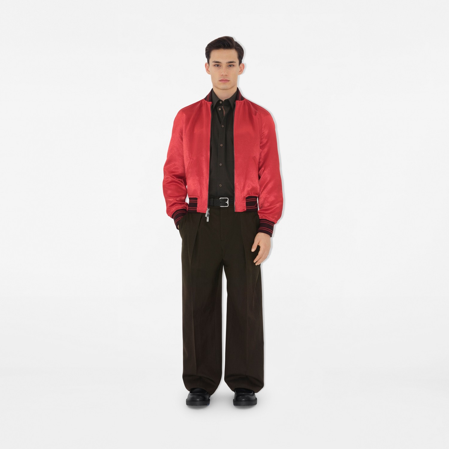 B Snake Satin Bomber Jacket in Peat - Men, Technical B Snake Satin Bomber Jacket in Peat - Men, Technical