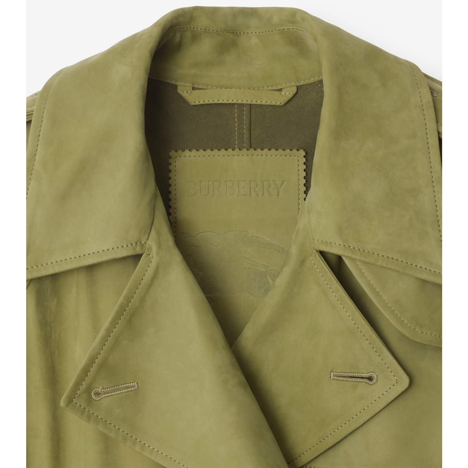 Long Nubuck Castleford Trench Coat in Wreath - Women, Leather | Burberry® Official