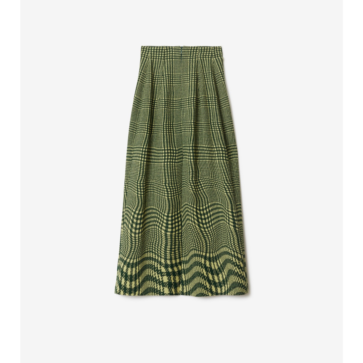 Warped Houndstooth Wool Skirt in Ivy - Women | Burberry® Official