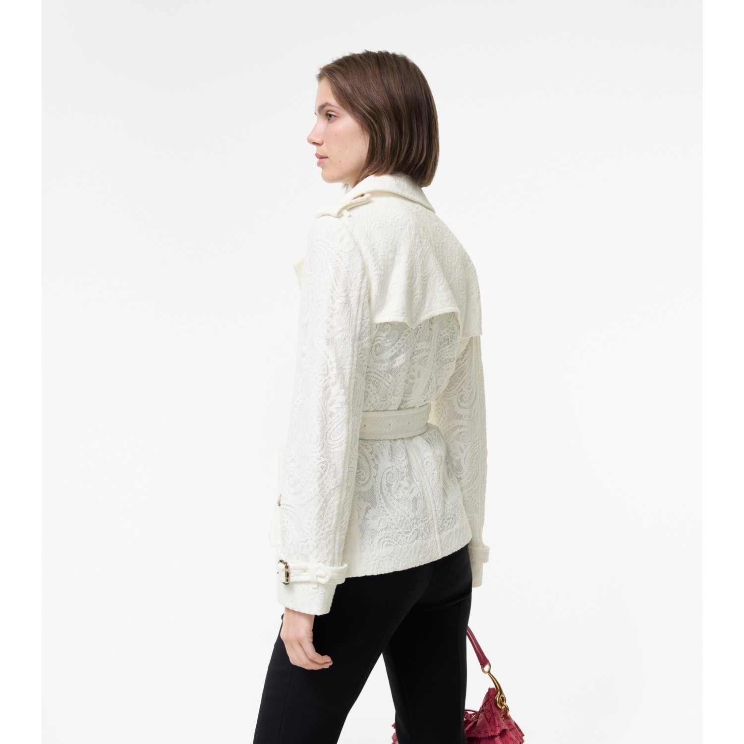 Short Paisley Lace Foxfield Trench Coat in Chalk white - Women | Burberry® Official