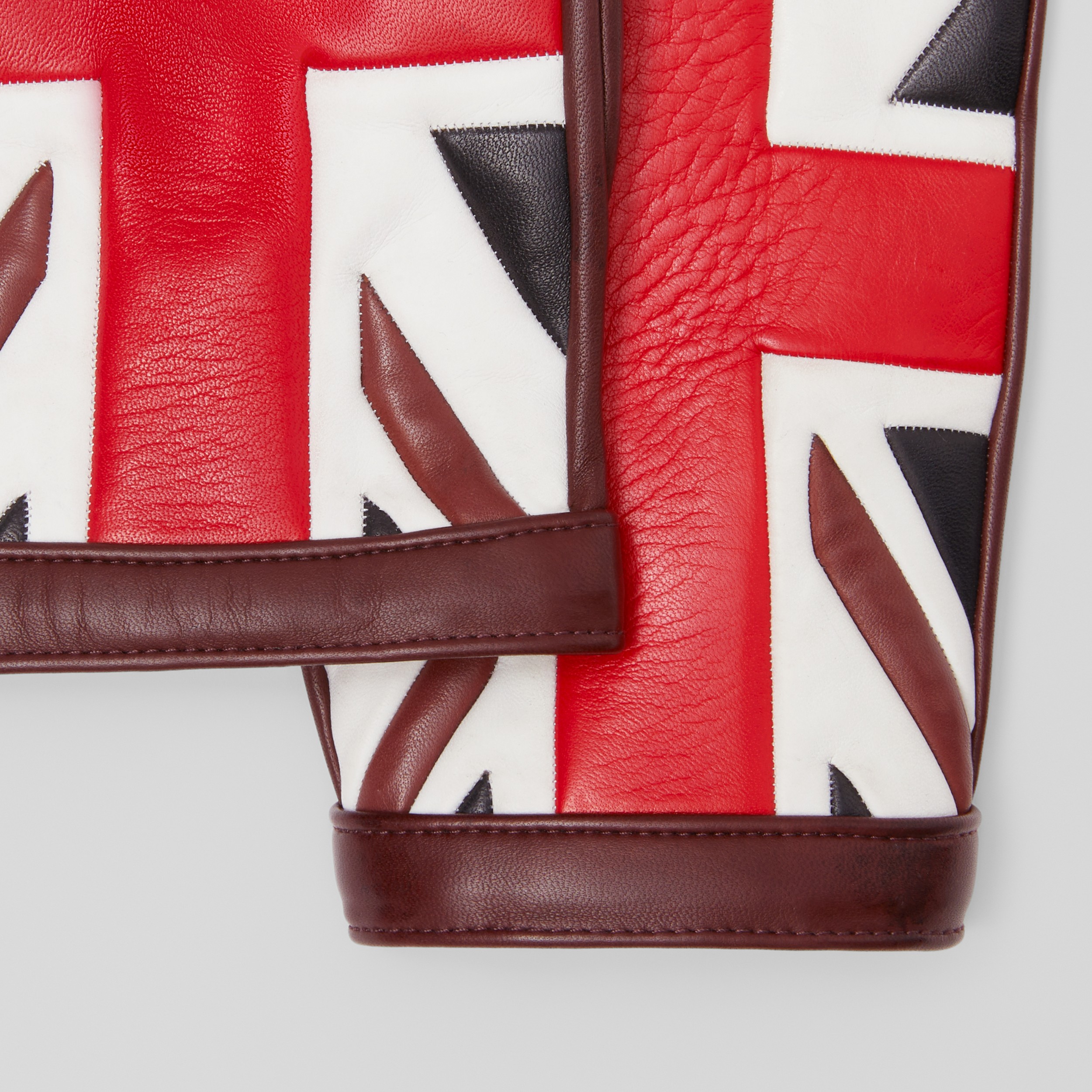 Flag Motif Leather Gloves in Burgundy | Burberry® Official - 2