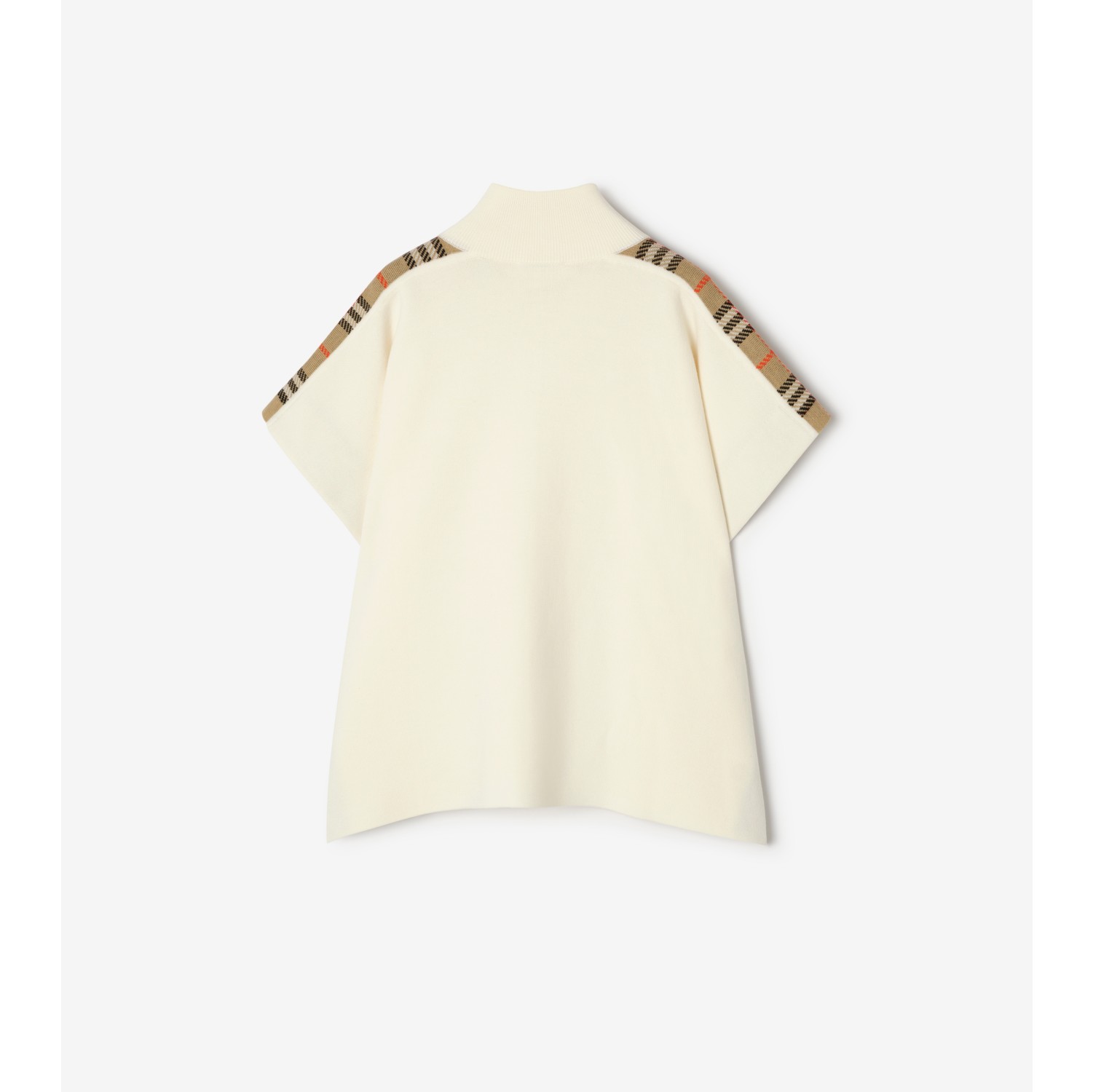 Check Trim Wool Cape