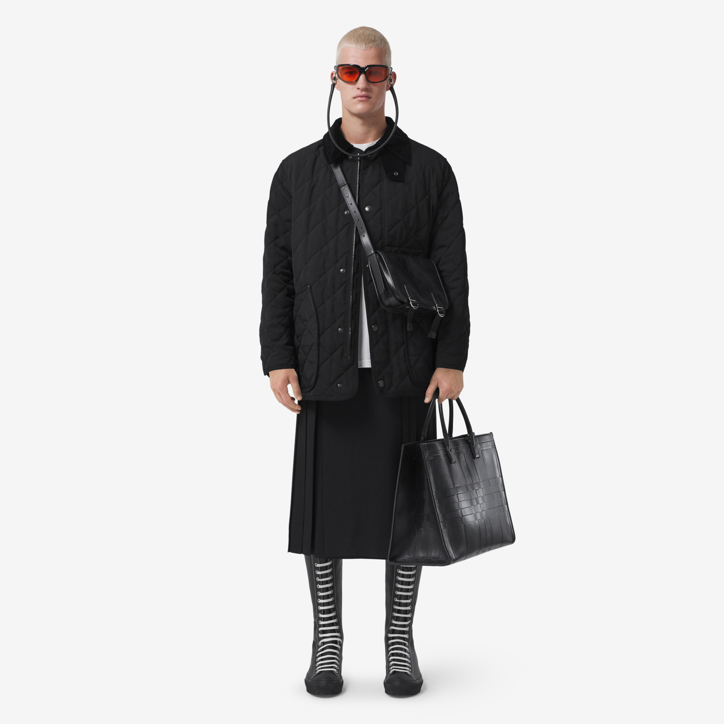 Corduroy Collar Diamond Quilted Barn Jacket in Black - Men | Burberry® Official - 2