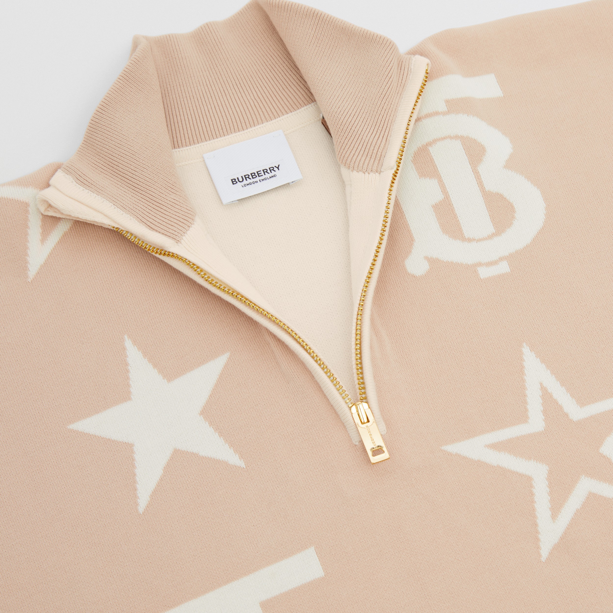 TB Star Cotton Blend Jacquard Cape in Almond Beige | Burberry® Official - 2