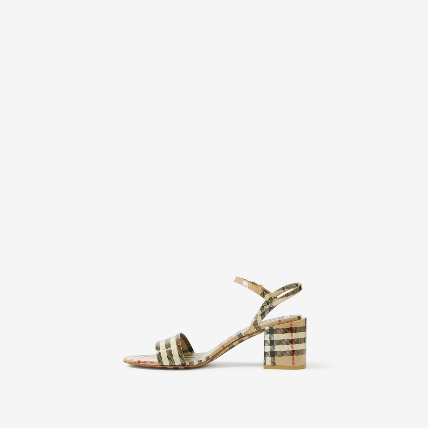 Vintage Check Patent Leather Sandals in Archive Beige - Women | Burberry® Official