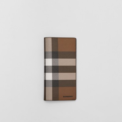 Check Continental Wallet in Dark Birch Brown - Men | Burberry® Official