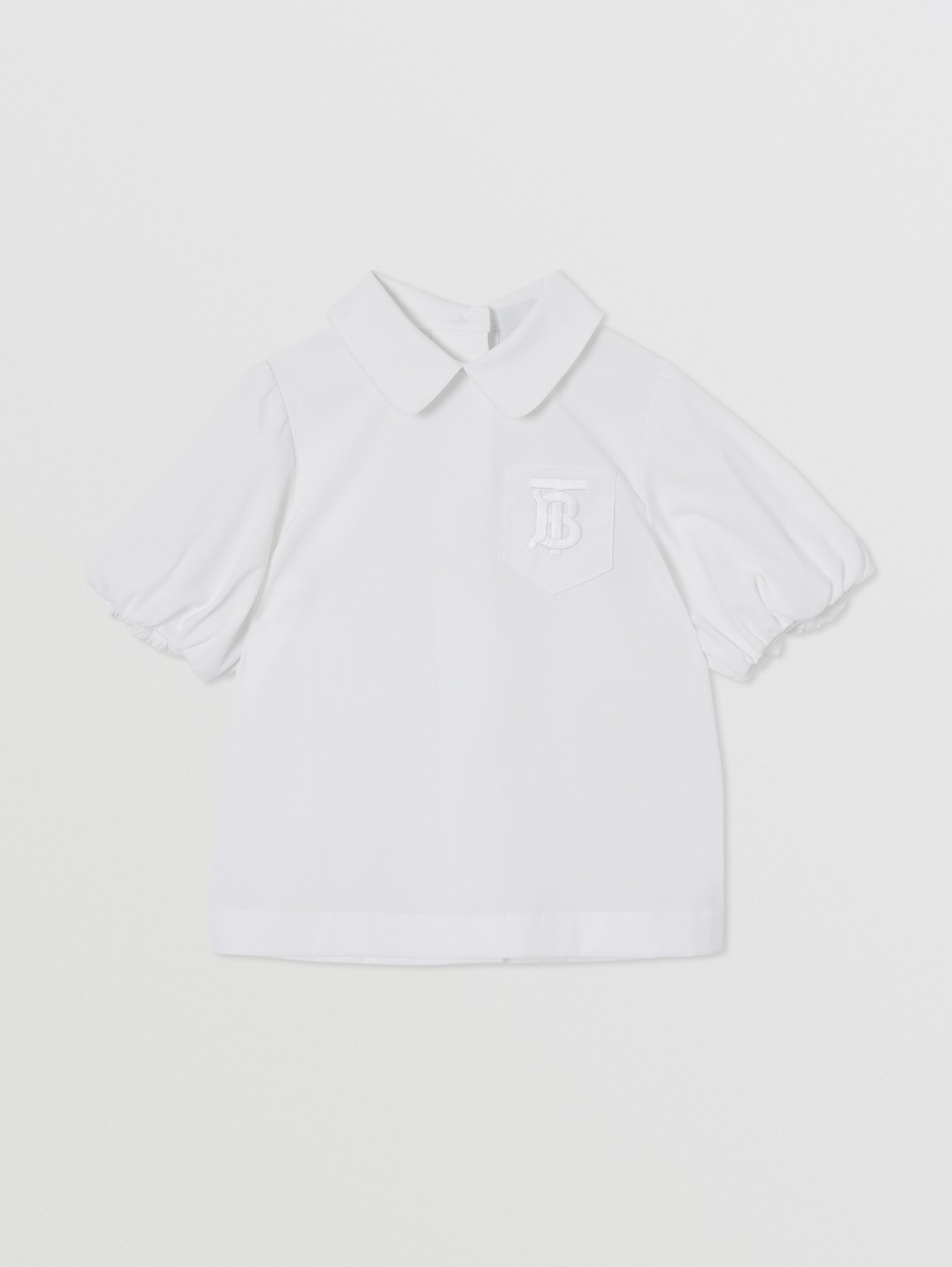 Blusa de algodão stretch com monograma in Branco
